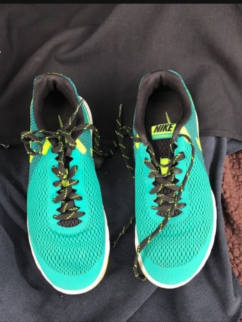 Green nike running sneakers